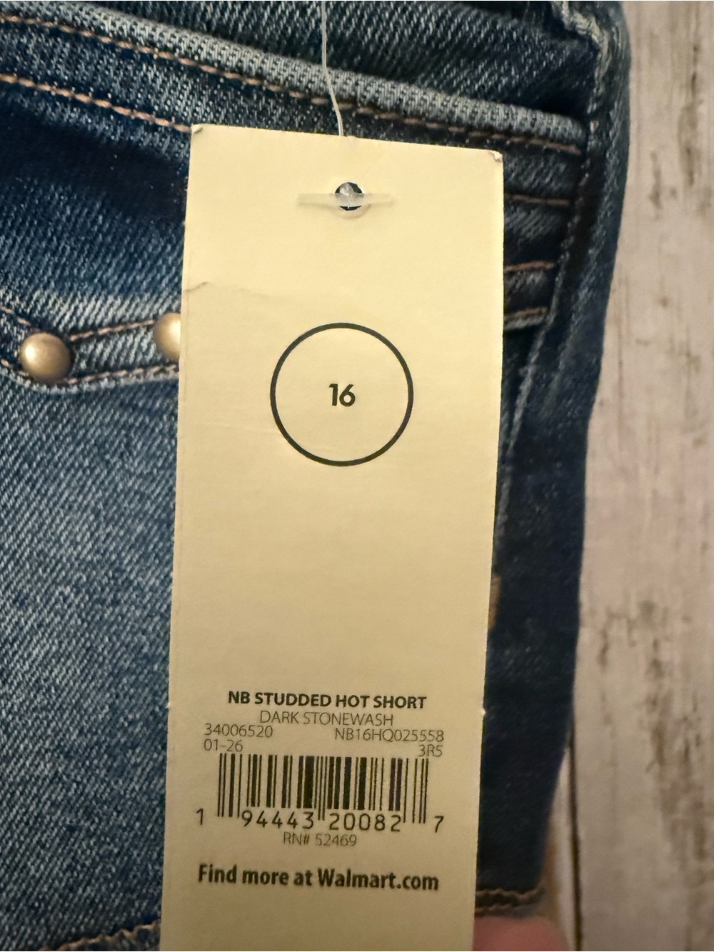 NWT No Boundaries size 16 blue studded denim shorts with white tie waist - Picture 4 of 5